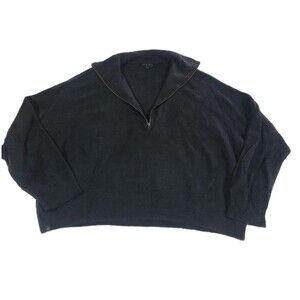 Barefoot Dreams Cozychic Light Oversized Sweater 3X Black Half Zip